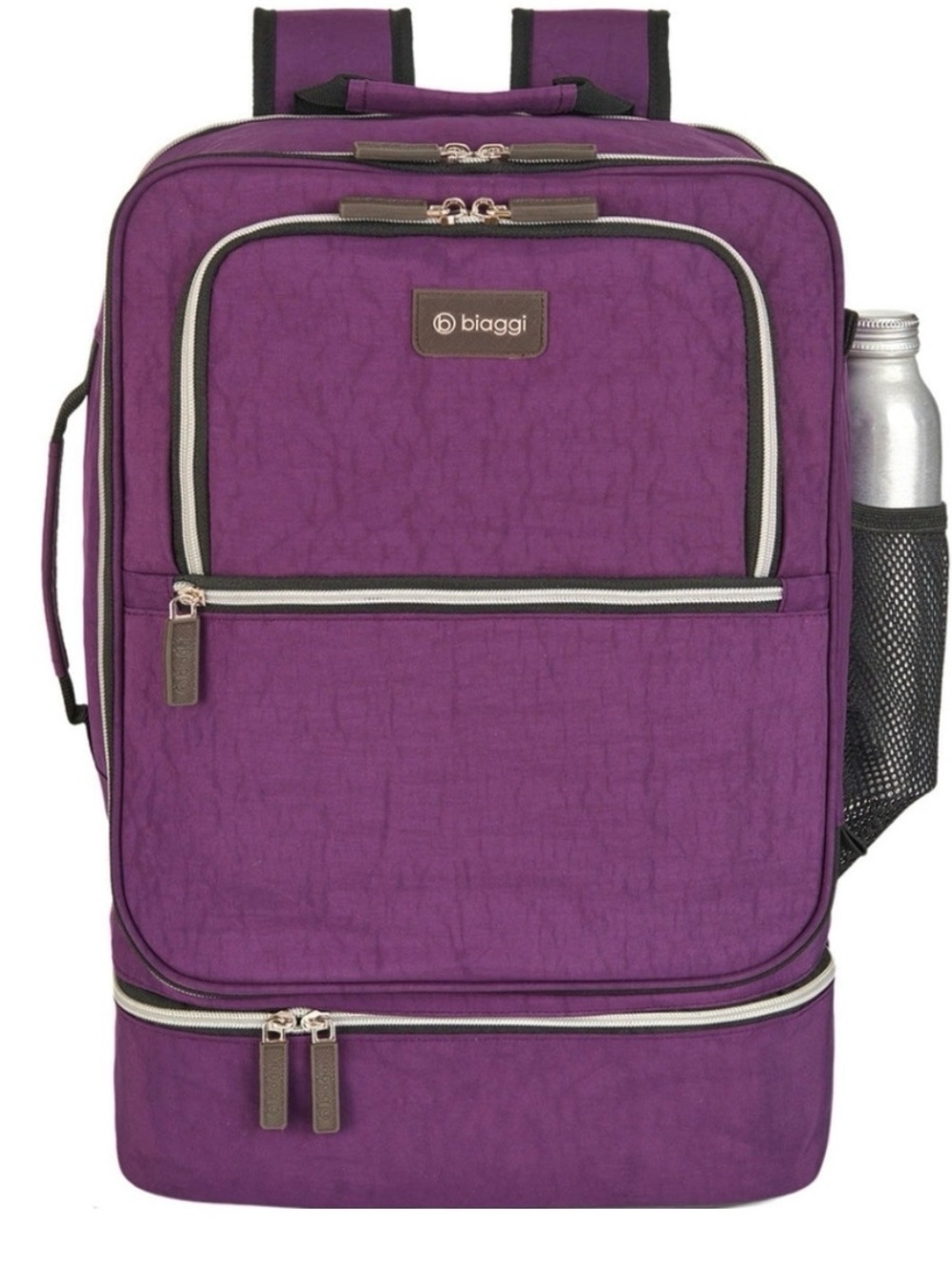 Biaggi Purple Travel Backpack with Front Pockets